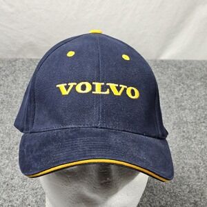 Volvo Embroidered Logo Baseball Hat‎ Navy Blue Yellow Automotive Workwear Dadcap